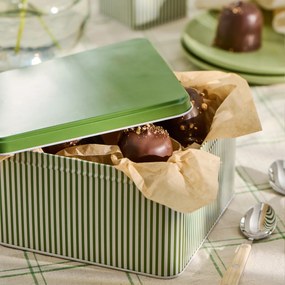 Ib Laursen Plechový box s vekom Green Stripes Large