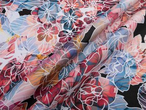 Biante Dekoračný záves Rongo RGP-503 Červeno-modré kvety 140x160 cm