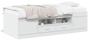 Denná posteľ so zásuvkami biela 75x190 cm kompozitné drevo 3280258