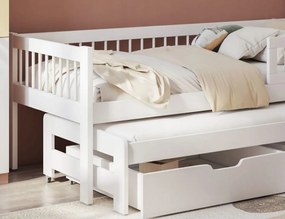 Detská posteľ z masívu borovice ORION s prístelkou a šuplíky - 200x90 cm - prírodná