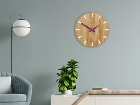Nástenné hodiny Simple Oak hnedo-fialové