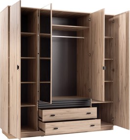 Šatníková skriňa s otočnými dverami Almo, 200 cm, dub estana/antracit