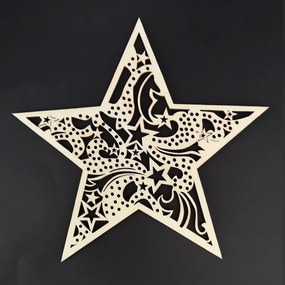 AMADEA Drevená ozdoba hviezda s ornamentom 19 cm