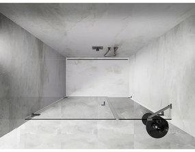 Mexen Lunar-B, Otočné ľavé sprchové dvere 145 cm, 8mm číre sklo, oceľový profil, 832S-145-050-97-00-L