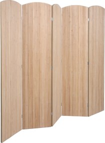 Bambusový paraván HWC-O30, deliaca stena, 5 panelov, 170 × 204 cm – hnedá