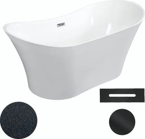 Besco Akrylátová voľne stojaca vaňa Amber Glam G 170x80 BESCO-Typ výpuste: Click-Clack s prepadom, čierna, BESCO-Rozmery: 170x80, BESCO-Farba: Biela/…