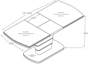PAULUS ROZKLADACÍ JEDÁLENSKÝ STÔL BIELA / ŠEDÁ 140 - 180 cm
