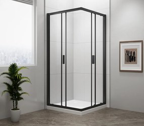 Polysan Polysan, EASY BLACK štvorcová sprchová zástena 900x900mm, číre sklo, EL5115B