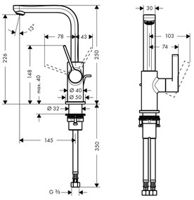 Hansgrohe Metris S, umývadlová batéria s otočným výtokom a výpustom, chrómová, 31159000