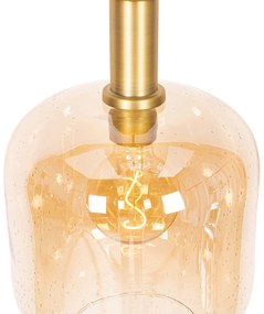 Inteligentné závesné svietidlo čierne s mosadzou a jantárovým sklom vrátane Wifi G95 - Zuzanna