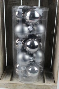 Sivé sklenené vianočné gule 8 cm