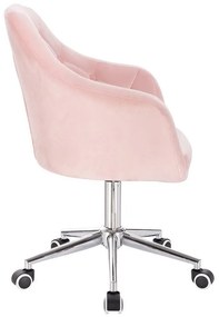 LuxuryForm DESIGN Kreslo ANDORA VELUR na striebornej podstave s kolieskami - svetlo ružová