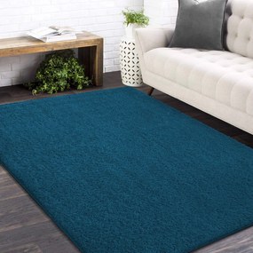 Tmavo modrý jednofarebný koberec shaggy Šírka: 200 cm | Dĺžka: 290 cm