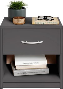 Nočný stolík s 1 zásuvkou Pepe, šedý grafit