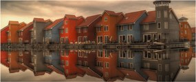 Obraz farebných domčekov (120x50 cm)
