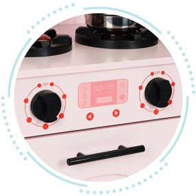 Detská drevená kuchynka domček ECOTOYS s príslušenstvom, ružová