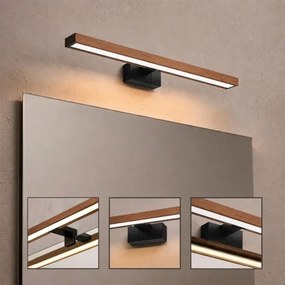 BRILAGI-LED Kúpeľňové osvetlenie zrkadla 3v1 WOODY MIRROR LED/12W/230V 60 cm IP44 čierna/dub