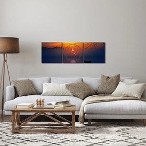 Obraz mostu pri západe slnka (s hodinami) (90x30 cm)