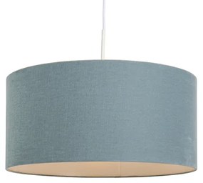 Závesná lampa biela s modrým tienidlom 50 cm - Combi 1