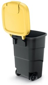 Záhradná nádoba s odolnými kolieskami, 95 l, žltá / antracit