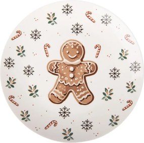 Biely porcelánový dezertný tanierik s perníčkom Gingerbread Magic - Ø 20*2 cm