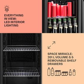 Klarstein Beersafe 6XL, chladnička na nápoje, 201 l, 0-10°C, sklo, energet. trieda G, nehrdzavejúca oceľ