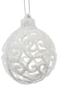 Vianočná ozdoba Carlita Guľa biela, 7 cm, plast