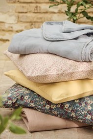 Ib Laursen Bavlnený poťah na vankúš Dusty Yellow / flowers 60 × 60 cm