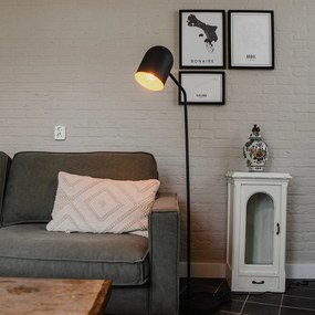 Moderná stojaca lampa čierna so zlatom nastaviteľná - Morik