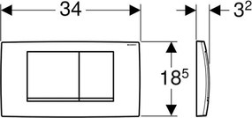 Geberit 115.899.KJ.1 - Splachovacie tlačidlo Twinline30 34x18,5 cm biela / lesklý chróm