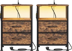 Sada 2 nočných stolíkov s LED osvetlením a nabíjacou stanicou LGSB35202K102