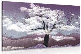 Obraz strom zaliaty oblakmi - 120x80