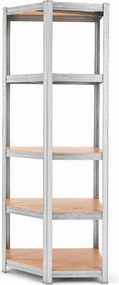 Akcia 6x Regál 180x90x40 cm rohový pozinkovaný 5-polícový, nosnosť 875 kg - 6ks