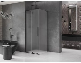 Mexen Velar L, sprchový kút s posuvnými dverami 90 x 90 cm, 8mm sklo námraza, čierna matná, 871-090-090-33-70