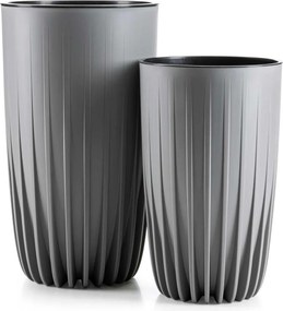 Sada 2 ks květináčů Stripped Eco šedá