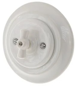 Bohemia-Design - Porcelánový retro otočný vypínač s rámikom č. 1 biela