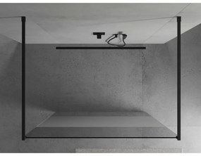 Mexen Kioto, priechodná sprchová zástena 120 x 200 cm, 8mm sklo číre/námraza, 2x čierna stabilizačná rozpera, 800-120-002-70-35