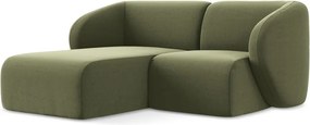 Zelená zamatová rohová pohovka (ľavý roh/s leňoškou) Lani – Makamii