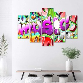 Gario Obraz na plátne Graffiti hudba - 5 dielny Rozmery: 100 x 70 cm