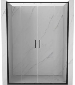 Mexen Exo, 2-krídlové posuvné 140x200 cm, 6mm číre sklo, čierny profil, 8152-140-000-70-00