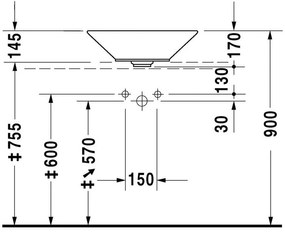 DURAVIT Starck 1 umývadlová misa bez otvoru, bez prepadu, priemer 530 mm, s povrchom WonderGliss, 04085300001