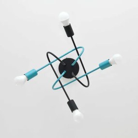 Prisadený luster OXFORD 4xE27/15W/230V čierna/tyrkysová