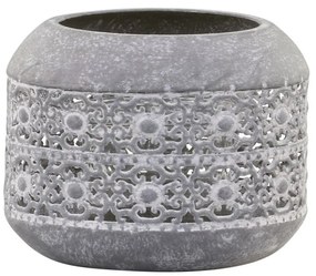 Zinkový antik kovový svietnik zdobený kvetmi Aiglé - Ø 10*8 cm