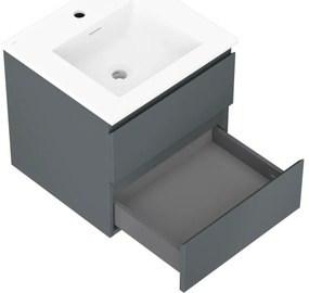 Mexen Orio, kúpeľňová skrinka 50 cm s umývadlom Otis, 2 zásuvky, grafitová matná/biela matná, 91A10-05047-2-BFF66-W18M01