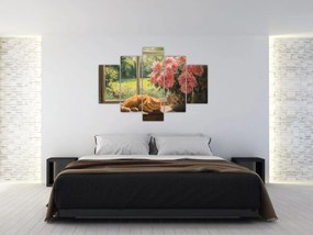 Obraz - Mačka na okne (150x105 cm)