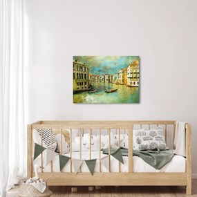 Obraz - Benátsky kanál a gondoly (70x50 cm)