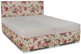 Čalúnená manželská posteľ VIVA, 200x180, kvety / béžová (2108 / aston 1)