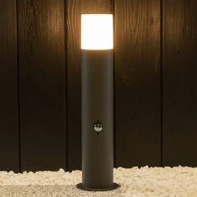 Záhradné svietidlo LED E27 TUBA LOW Graphite 44cm DALLAS GOLDLUX (Polux) so senzorom pohybu a súmraku