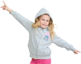 Detská mikina PRASIATKO PEPPA svetlosivá - rôzne veľkosti Veľkosť: 110 - 116