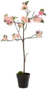 Dekorácie umelý ružový kvitnúce stromček - 22*22*90 cm